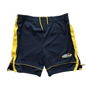 Vintage Y2K Rim Rocka Shorts Mens L Black Yellow Mesh Zip Athletic Streetwear